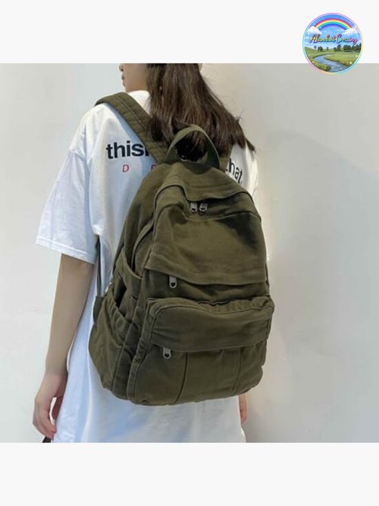 Canvas Backpack for Women & Men Retro Aesthetic Rucksack Laptop Bag Travel
